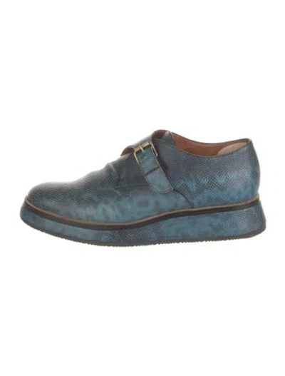 Pre-owned Dries Van Noten Leather Monk Straps In Blue