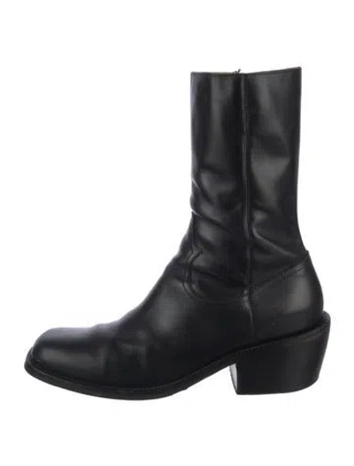 Pre-owned Dries Van Noten Leather Moto Boots In Black