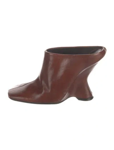 Pre-owned Dries Van Noten Leather Mules In Brown