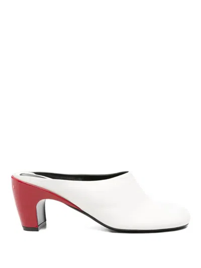 Dries Van Noten Leather Mule With Contrast Heel In White