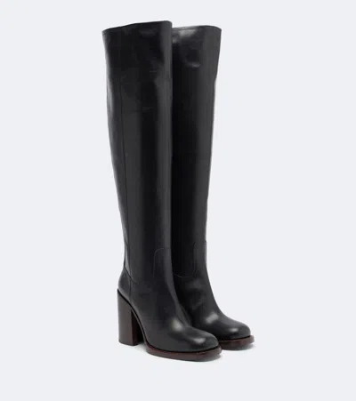 Dries Van Noten Leather Over-the-knee Boots In Black