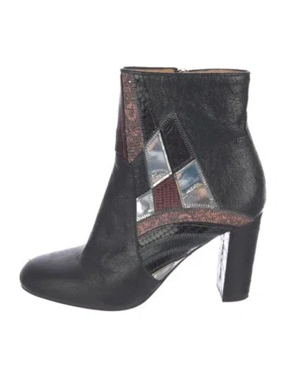 Pre-owned Dries Van Noten Leather Patterned Boots In Blue