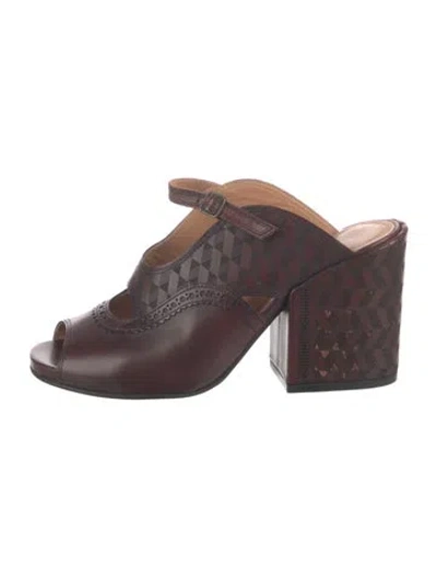 Pre-owned Dries Van Noten Leather Patterned Mules In Brown
