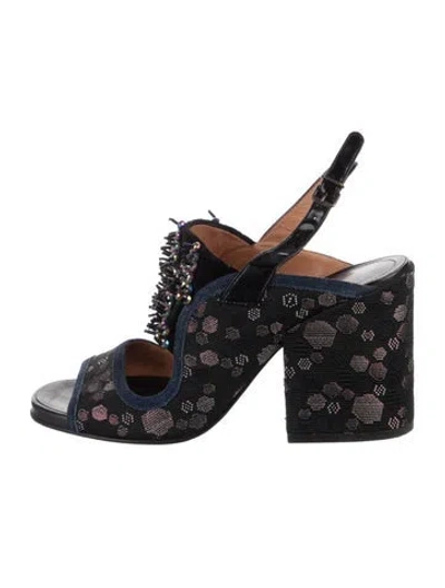 Pre-owned Dries Van Noten Leather Patterned Sandals In Black