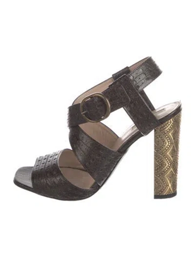 Pre-owned Dries Van Noten Leather Patterned Sandals In Multi