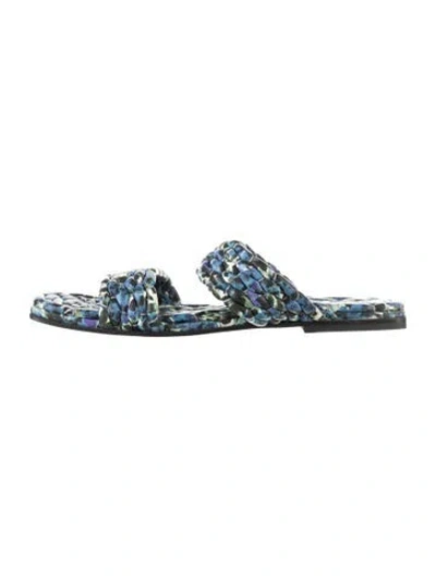 Pre-owned Dries Van Noten Leather Patterned Slides In Multi