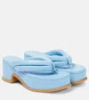 Dries Van Noten Leather Platform Thong Sandals In 514 L.blue