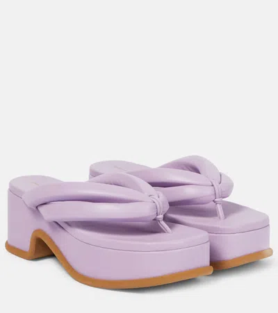Dries Van Noten Leather Platform Thong Sandals In 403 Lilac