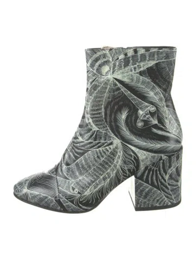 Pre-owned Dries Van Noten Leather Printed Boots In Green