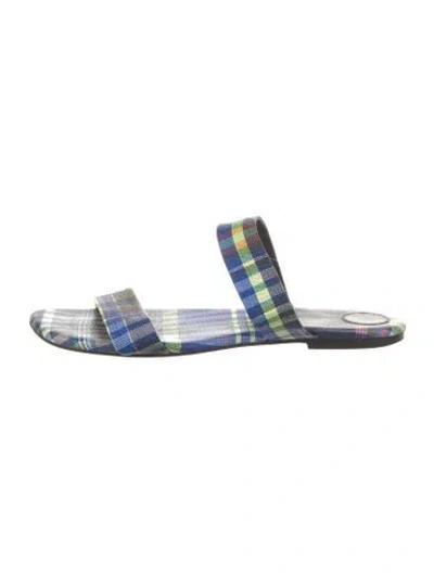 Pre-owned Dries Van Noten Leather Printed Slides In Blue