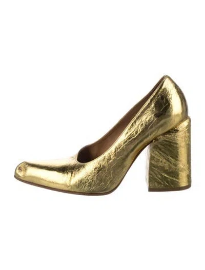 Pre-owned Dries Van Noten Leather Pumps In Gold/metallic