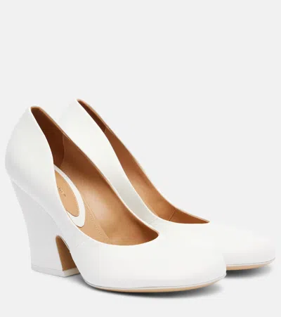 Dries Van Noten Leather Pumps In White