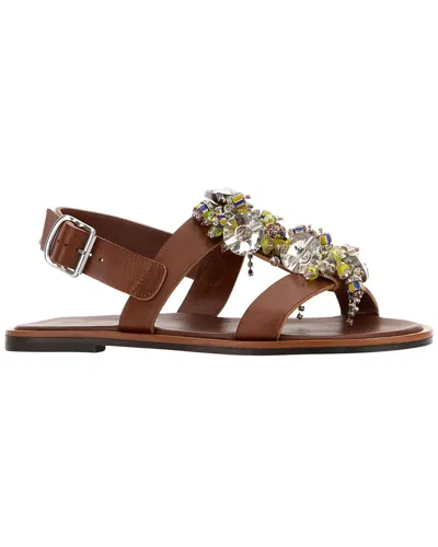 Dries Van Noten Leather Sandal In Animal Print