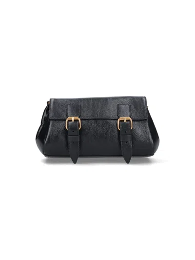Dries Van Noten Leather Shoulder Bag In Black
