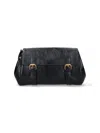 Dries Van Noten Textured Leather Shoulder Bag With Gold-tone Buckle Closure In Black