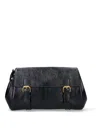 Dries Van Noten Textured Leather Shoulder Bag With Gold-tone Buckle Closure In Black