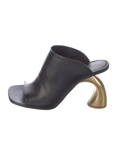 Pre-owned Dries Van Noten Leather Slides In Black