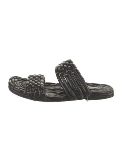 Pre-owned Dries Van Noten Leather Slides In Black