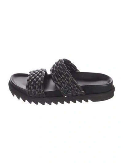 Pre-owned Dries Van Noten Leather Slides In Black