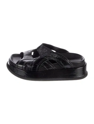 Pre-owned Dries Van Noten Leather Slides In Black