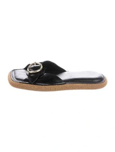 Pre-owned Dries Van Noten Leather Slides In Black
