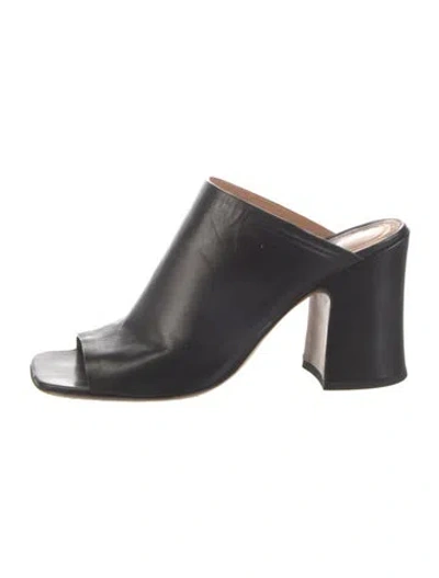 Pre-owned Dries Van Noten Leather Slides In Black