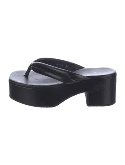 Pre-owned Dries Van Noten Leather Slides In Black