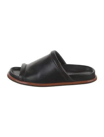 Pre-owned Dries Van Noten Leather Slides In Black