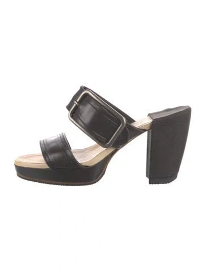 Pre-owned Dries Van Noten Leather Slides In Black