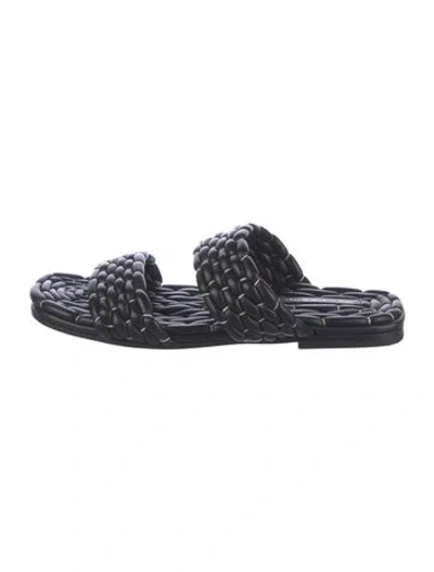 Pre-owned Dries Van Noten Leather Slides In Black