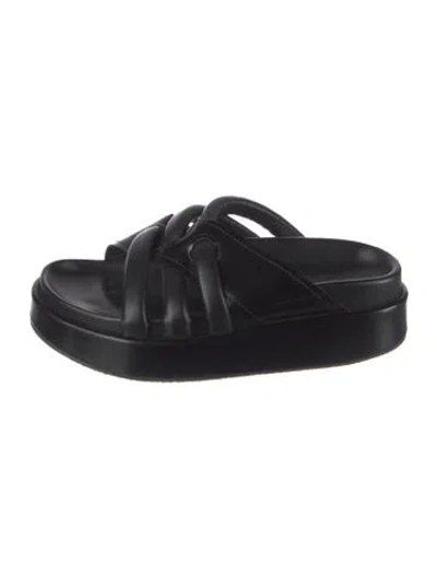 Pre-owned Dries Van Noten Leather Slides In Black