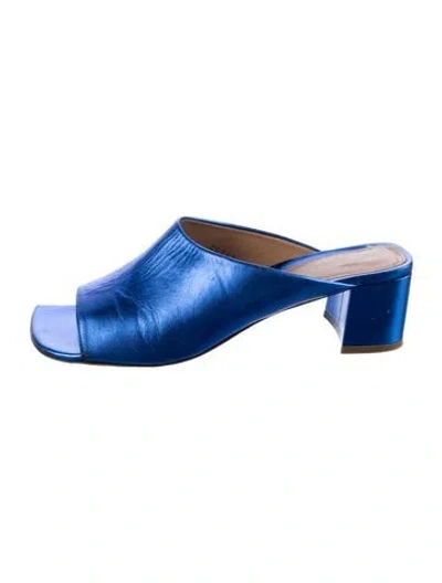 Pre-owned Dries Van Noten Leather Slides In Blue