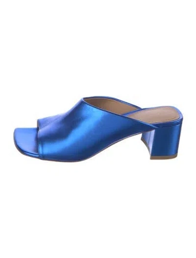 Pre-owned Dries Van Noten Leather Slides In Blue