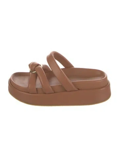 Pre-owned Dries Van Noten Leather Slides In Brown