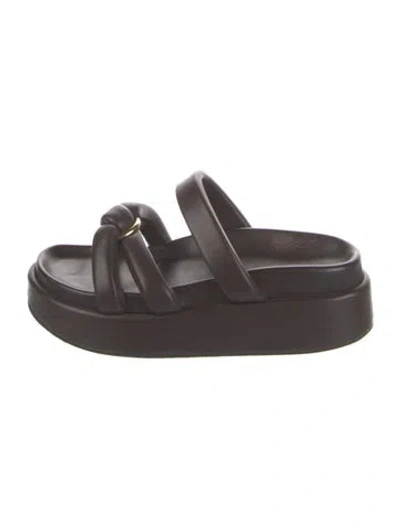Pre-owned Dries Van Noten Leather Slides In Brown