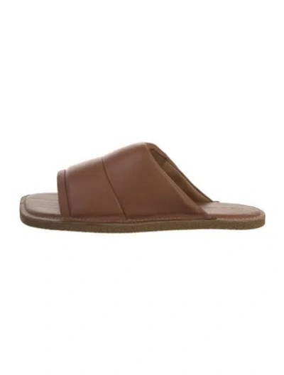 Pre-owned Dries Van Noten Leather Slides In Brown