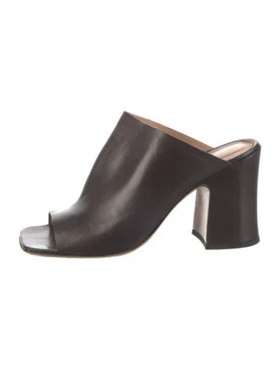 Pre-owned Dries Van Noten Leather Slides In Brown