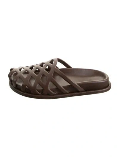Pre-owned Dries Van Noten Leather Slides In Brown