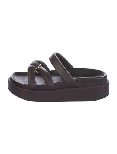 Pre-owned Dries Van Noten Leather Slides In Brown