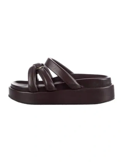 Pre-owned Dries Van Noten Leather Slides In Burgundy