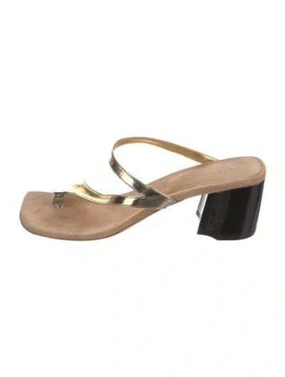 Pre-owned Dries Van Noten Leather Slides In Gold