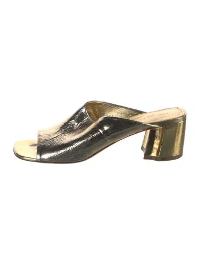 Pre-owned Dries Van Noten Leather Slides In Gold