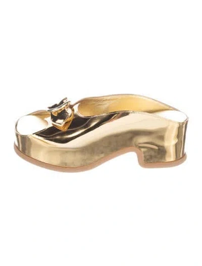 Pre-owned Dries Van Noten Leather Slides In Gold/metallic