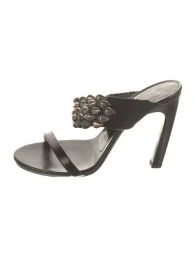 Pre-owned Dries Van Noten Leather Slides In Gray