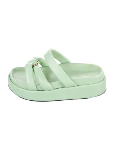 Pre-owned Dries Van Noten Leather Slides In Green