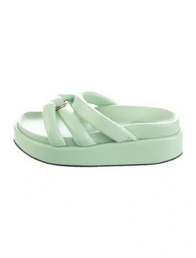 Pre-owned Dries Van Noten Leather Slides In Green