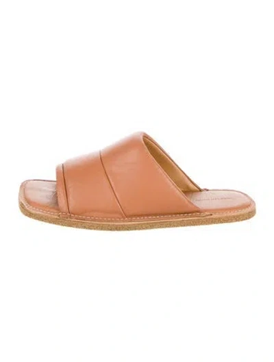 Pre-owned Dries Van Noten Leather Slides In Neutral