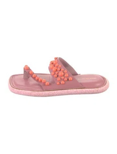 Pre-owned Dries Van Noten Leather Slides In Orange/pink