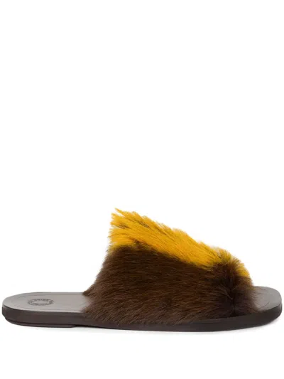 Dries Van Noten Leather Slides In Yellow
