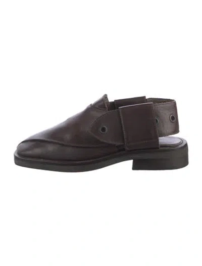 Pre-owned Dries Van Noten Leather Slingback Flats In Brown